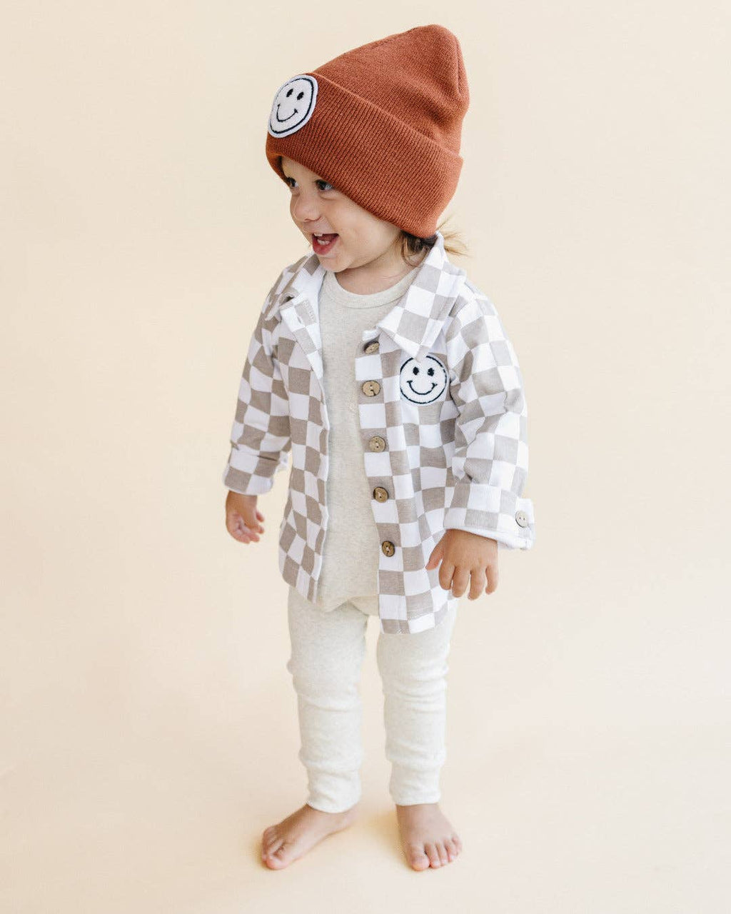 Lucky Panda Kids Smiley Beanie - Rust