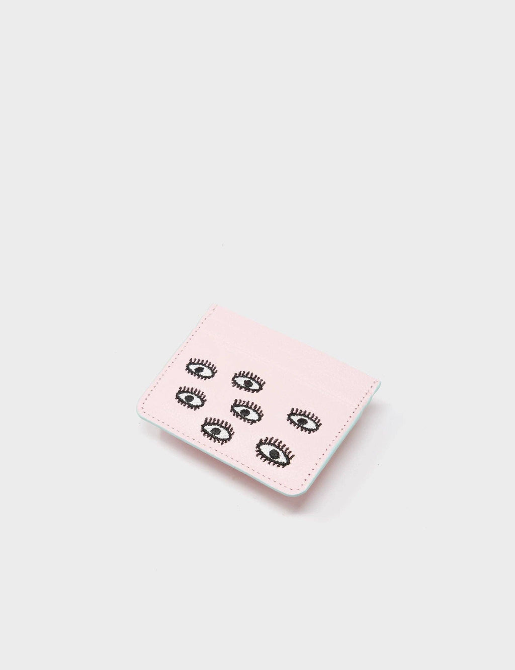 Min & Mon - Filium Parfait Pink Leather Cardholder - All Over Eyes Embroidery