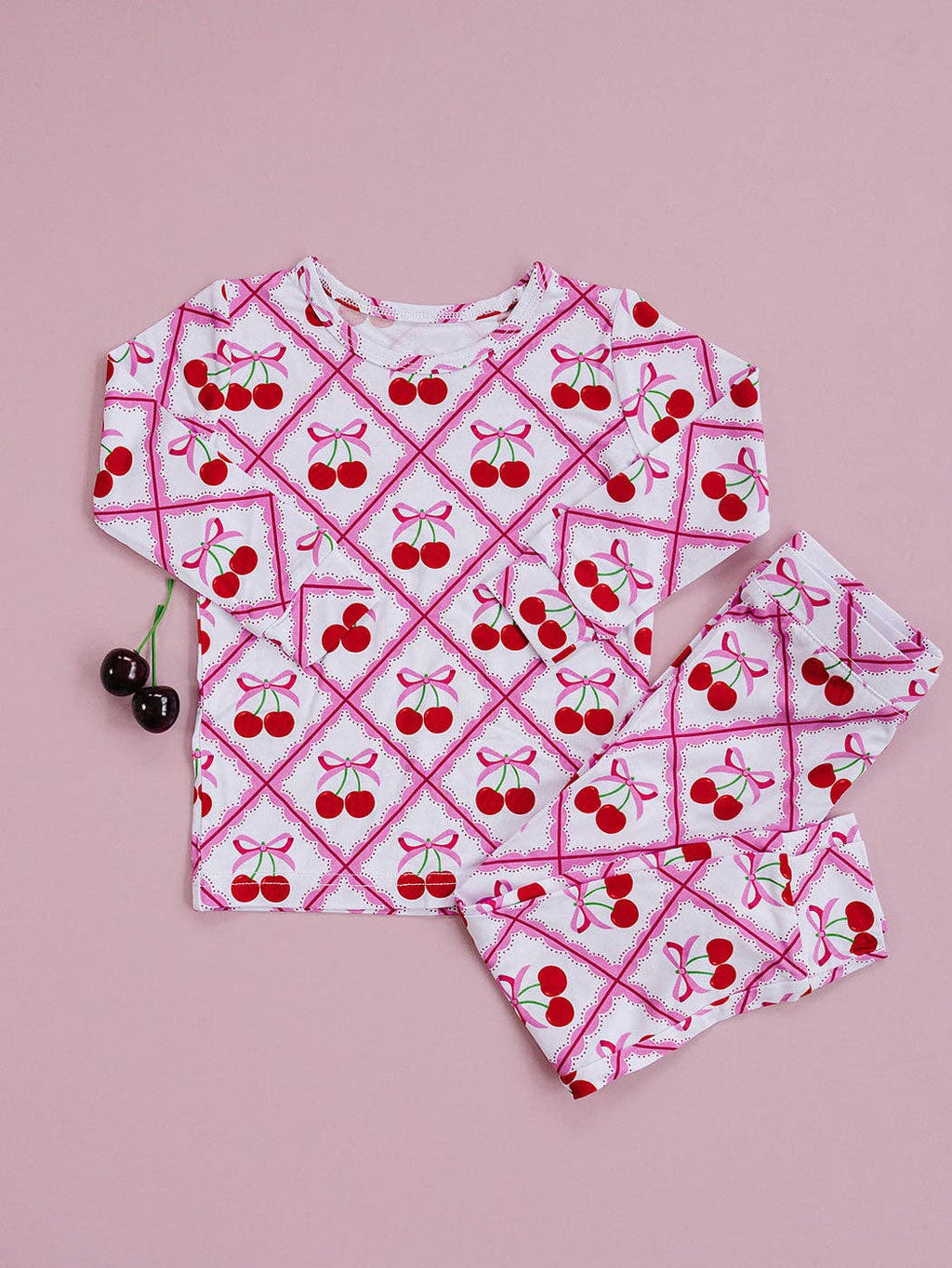 Lucky Panda Kids Bamboo PJs - Cherry Bow