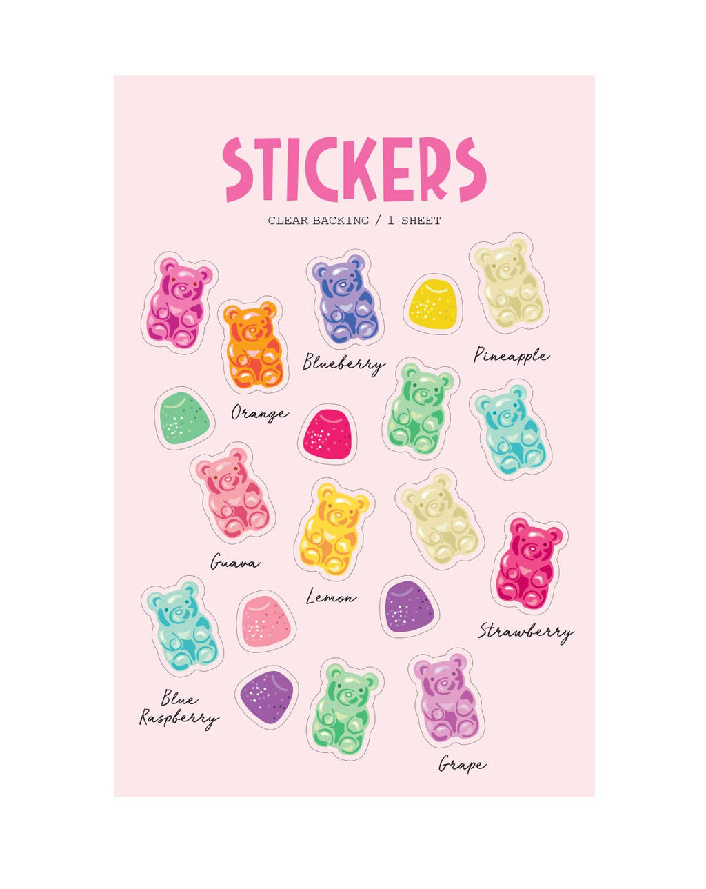 Girl of All Work Clear Stickers - Gummy Bears