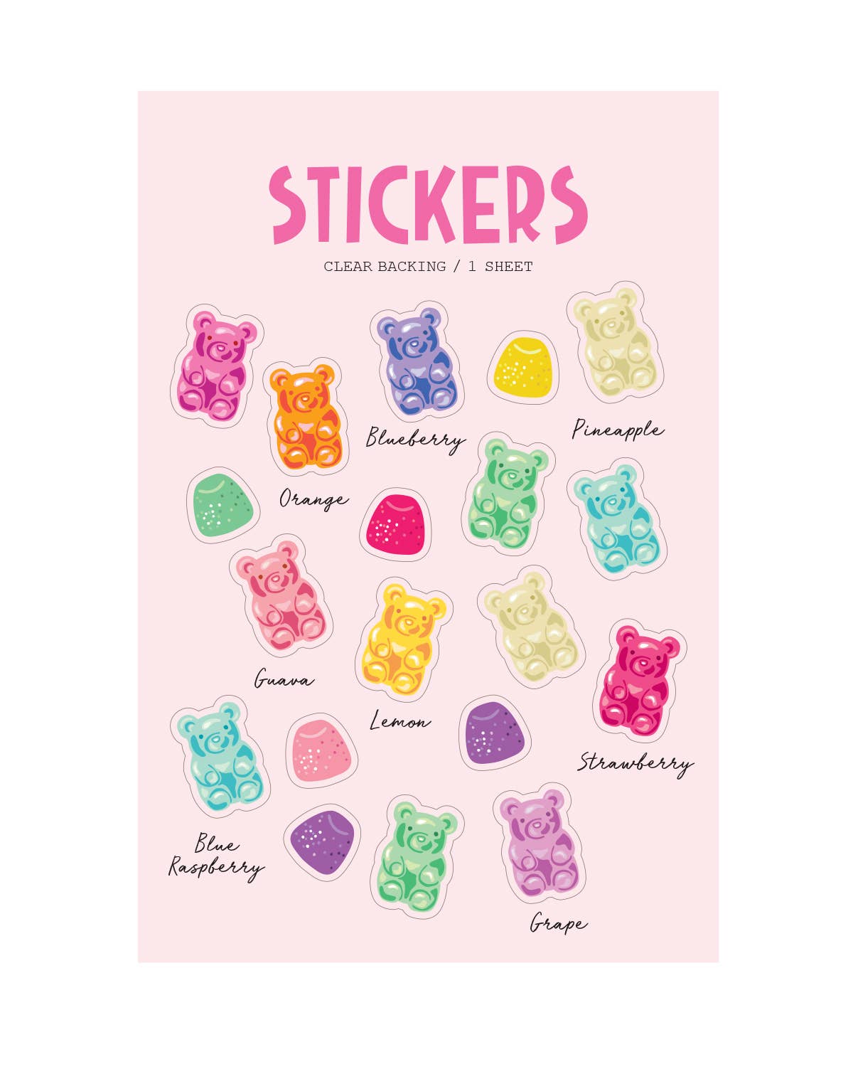 Girl of All Work Clear Stickers - Gummy Bears
