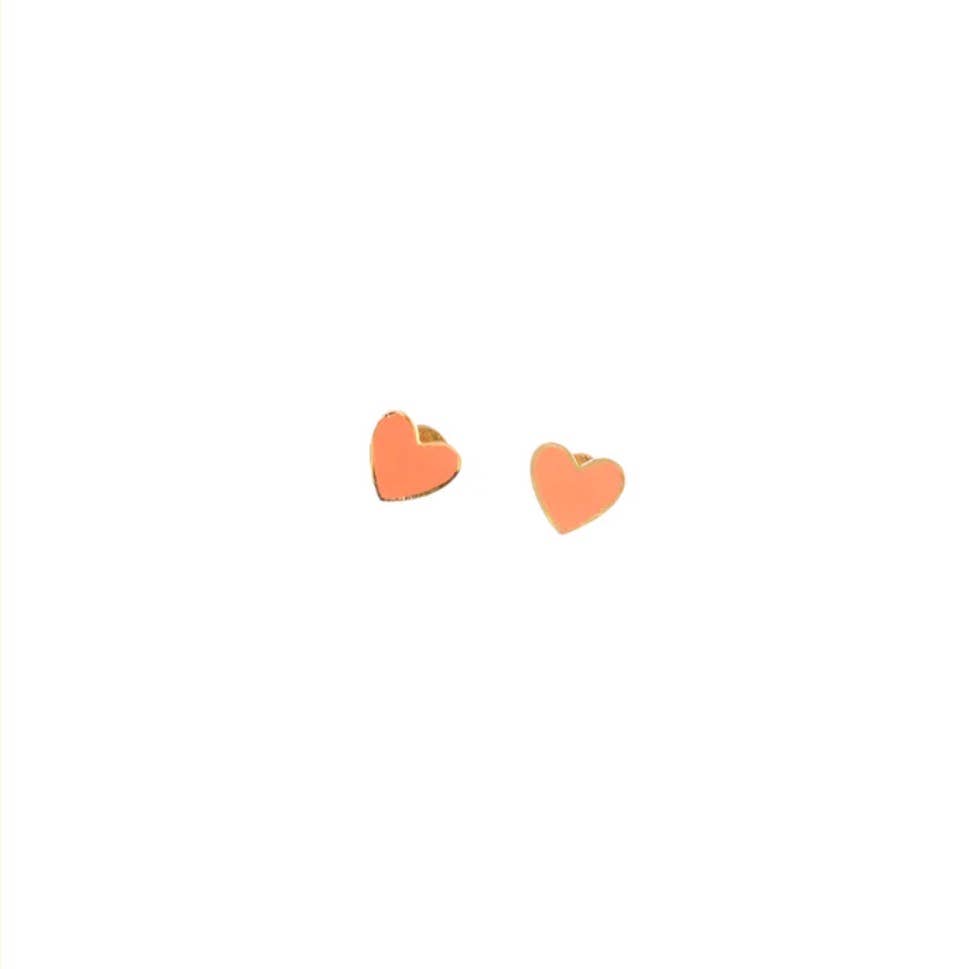 Pip Pop Post - Enamel Heart Stud Earring - Neon Pink