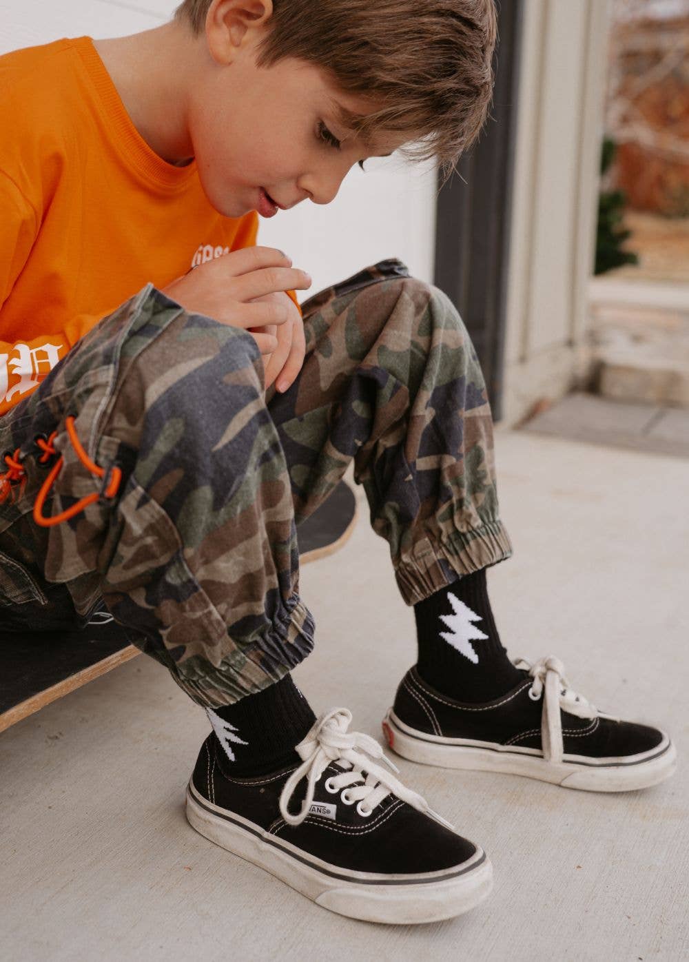 Little Trouble Crew Socks - Black Bolt