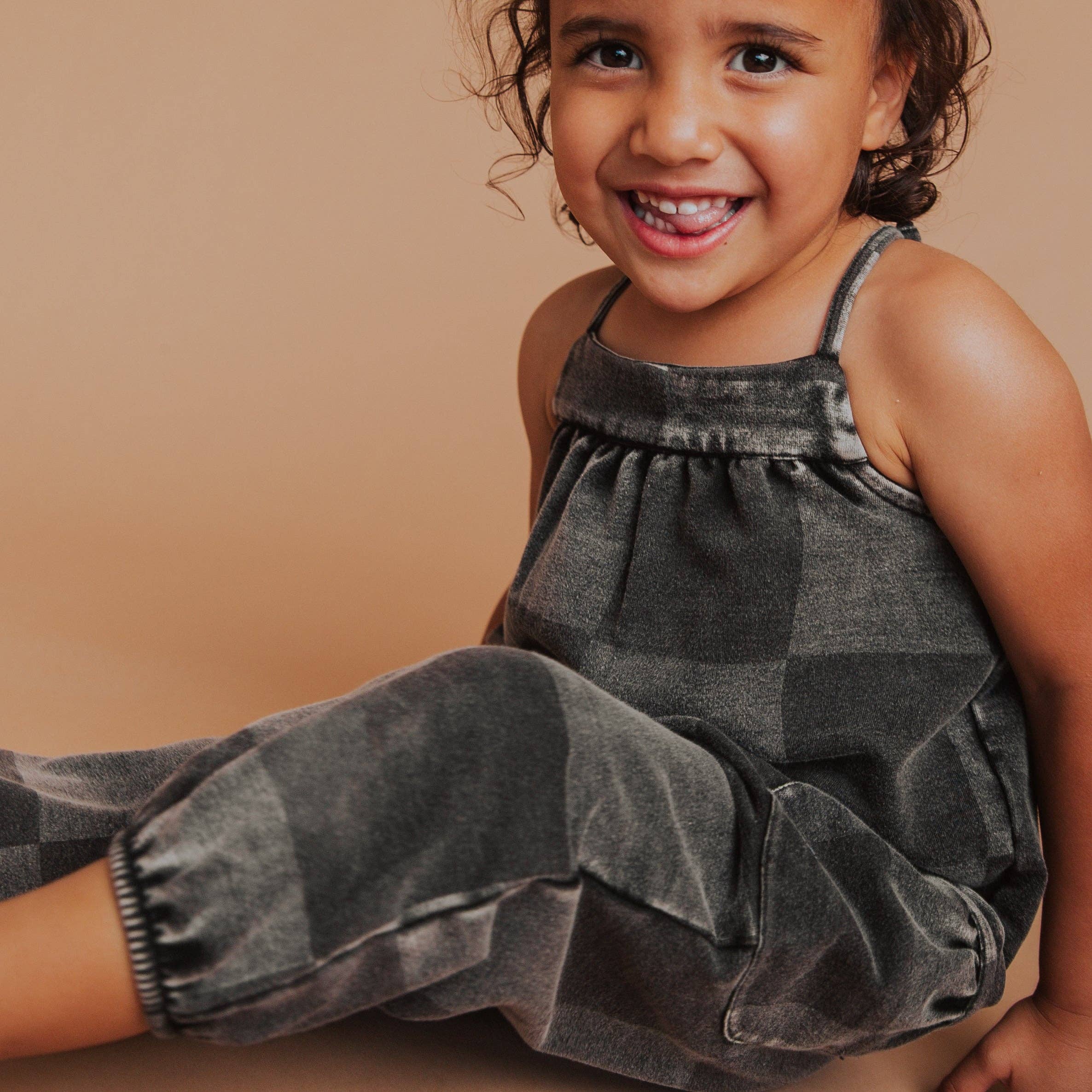 RAGS Strappy Jumper - Black Denim Check