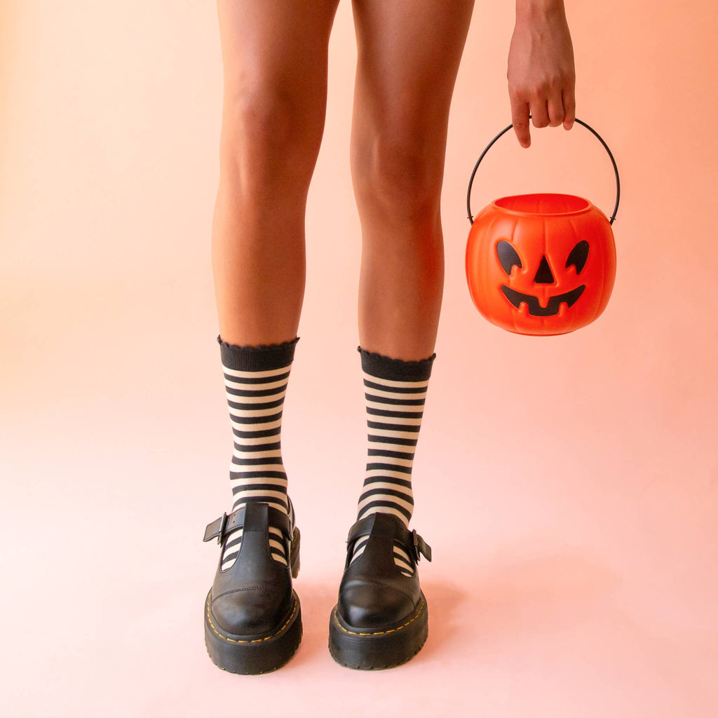 Sunshine Studios - Striped Crew Socks (Black)