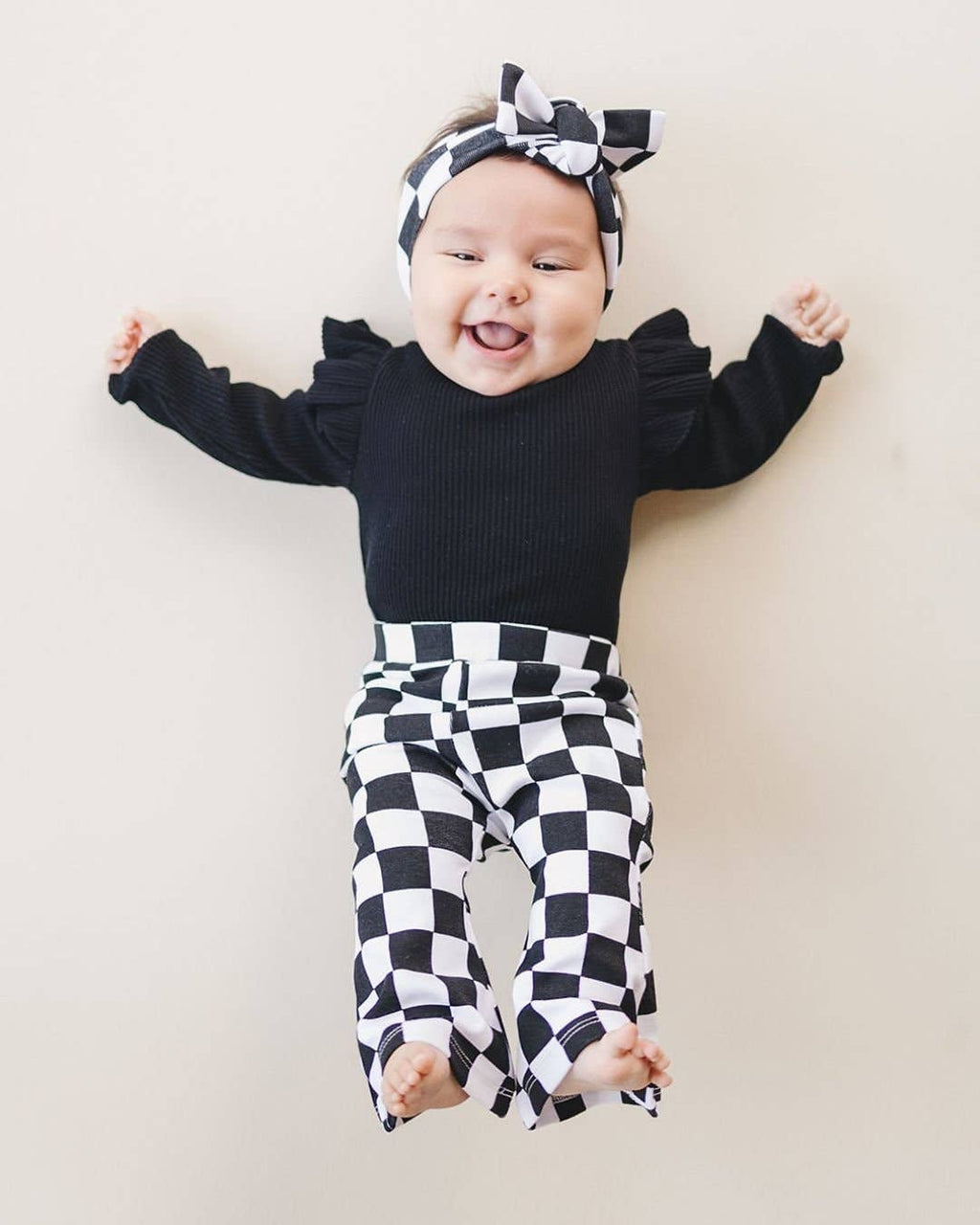 Lucky Panda Kids Checkered Flare Pants