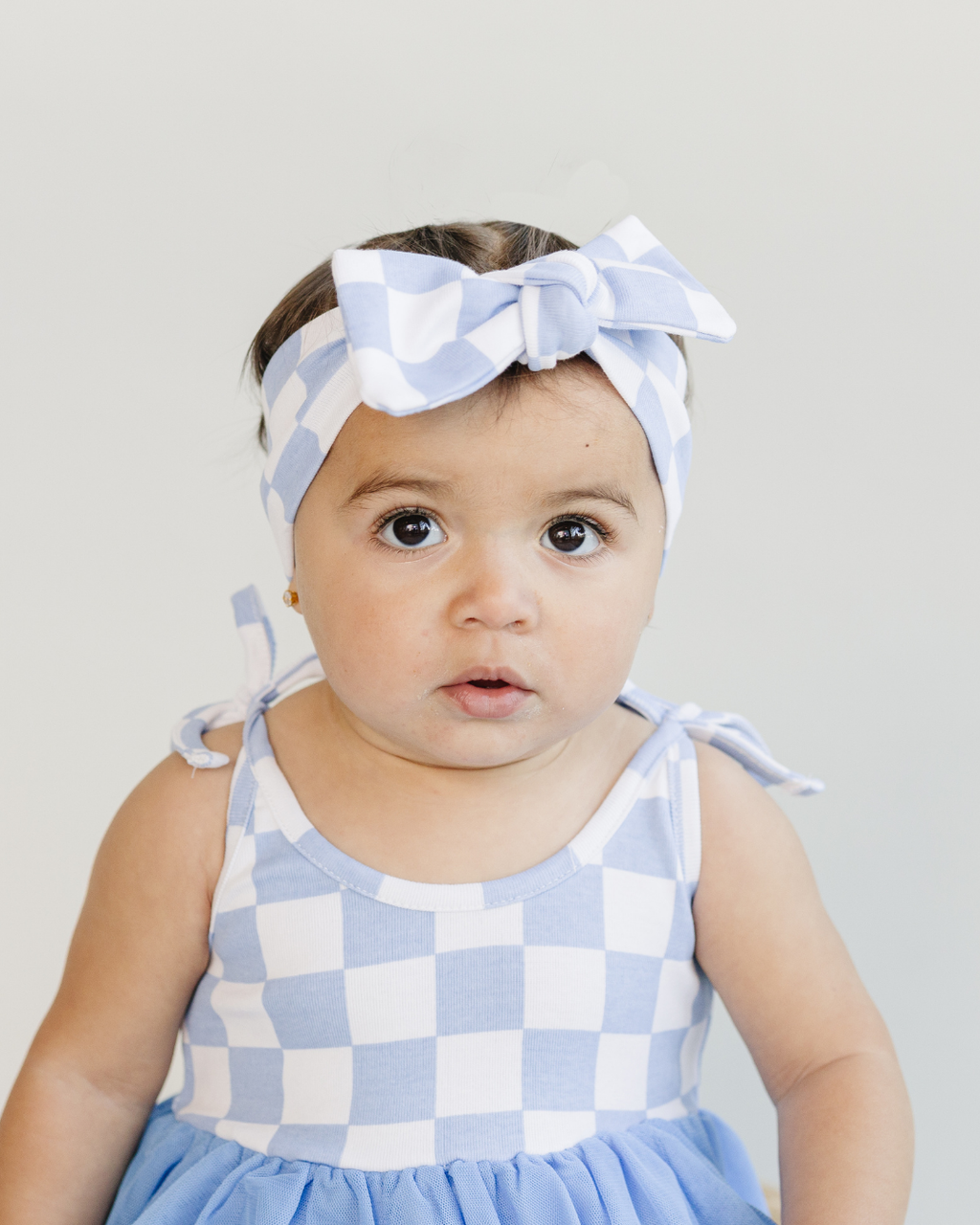Lucky Panda Kids Checkered Headband - Blue