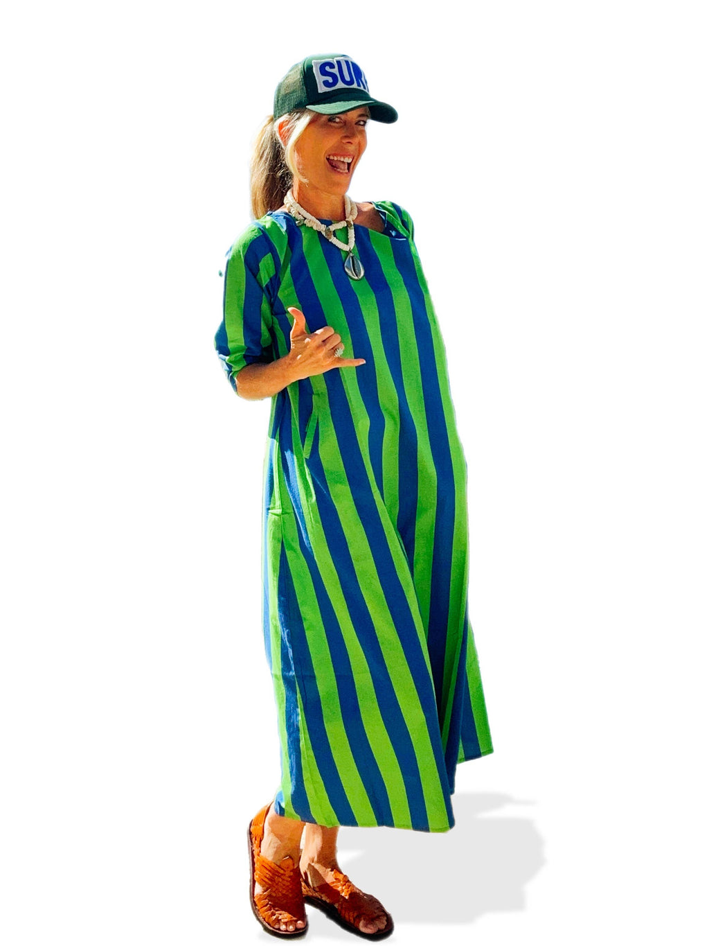 Cabana Club California - Surf Stripe Dress - Blue/Green