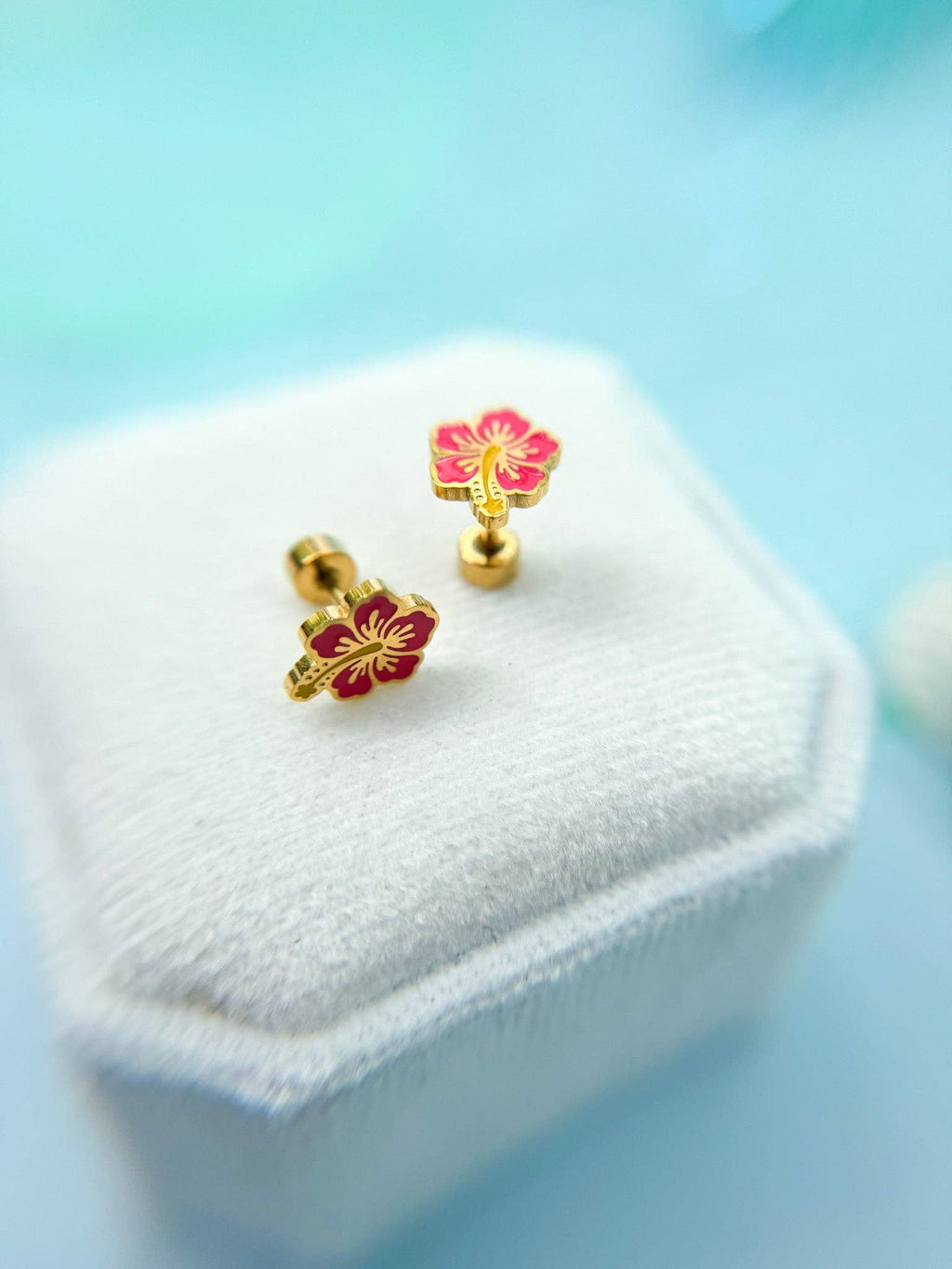 Desert Peach - Hibiscus Stud Earrings