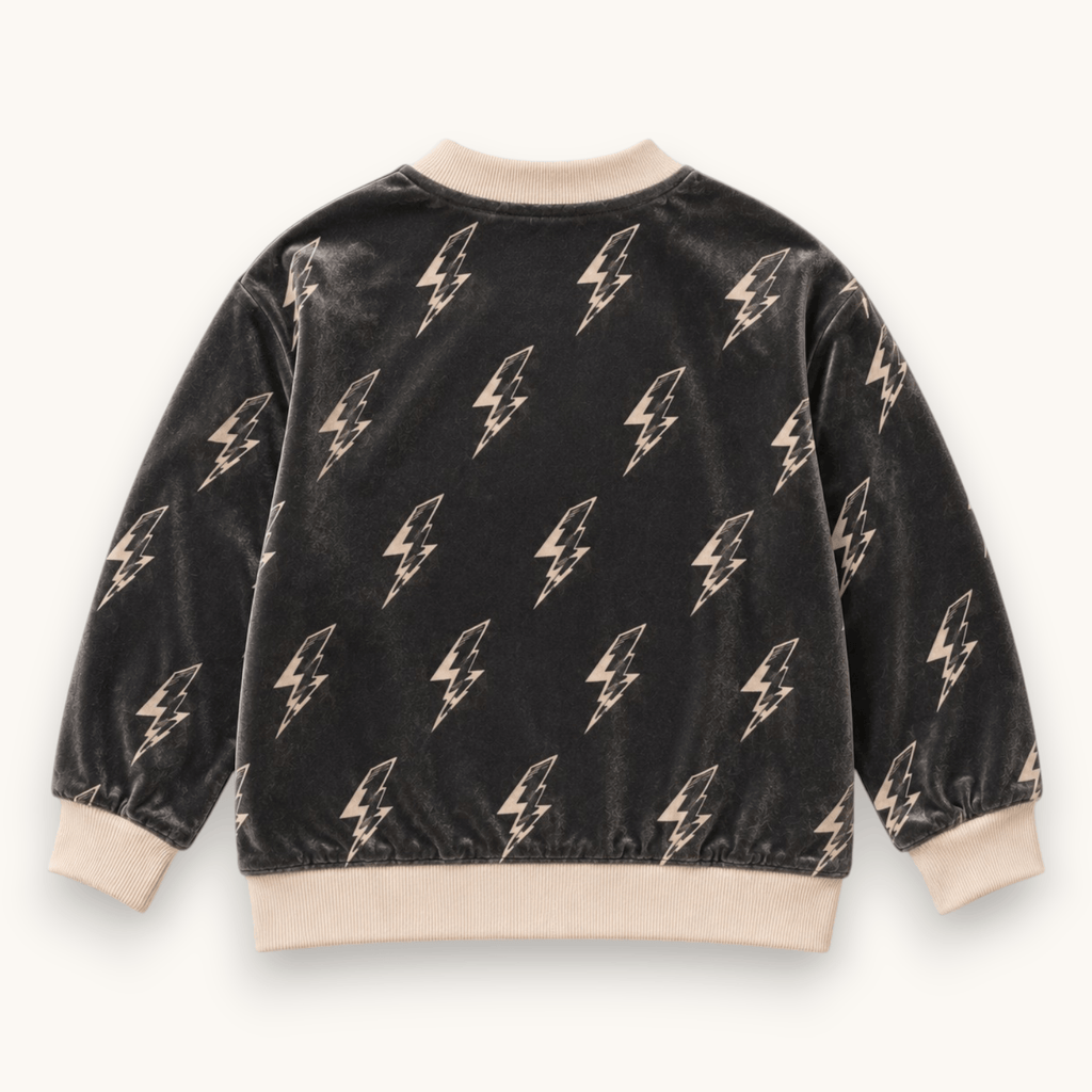 Best Day Ever Kids - Thunderbolt Retro Velvet Cardigan