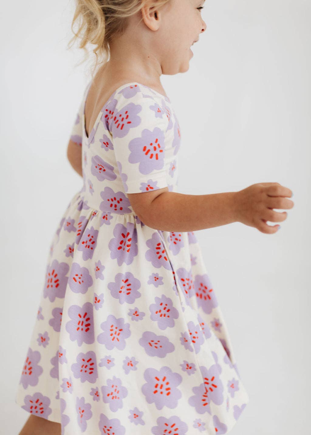 Good Apples Kids Short Sleeve Twirl Dress - Lavender Blooms