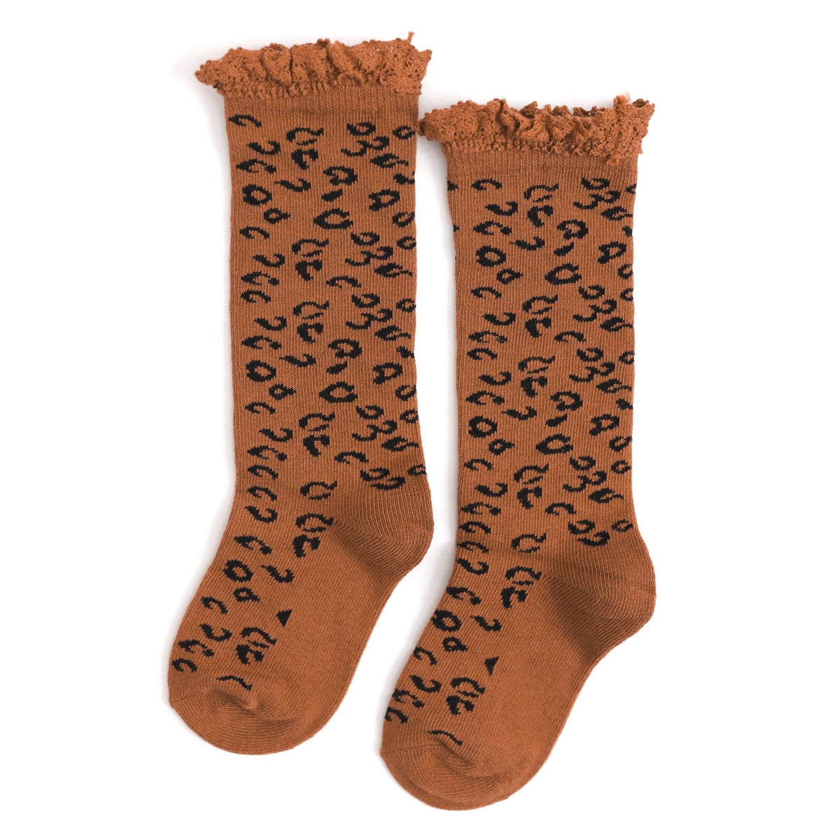 Little Stocking Co. Lace Top Knee High Socks - Leopard