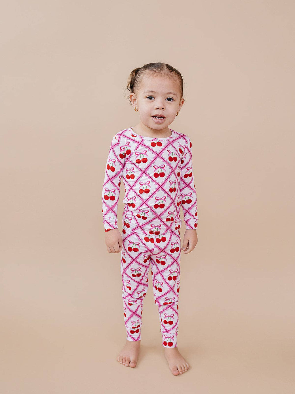 Lucky Panda Kids Bamboo PJs - Cherry Bow