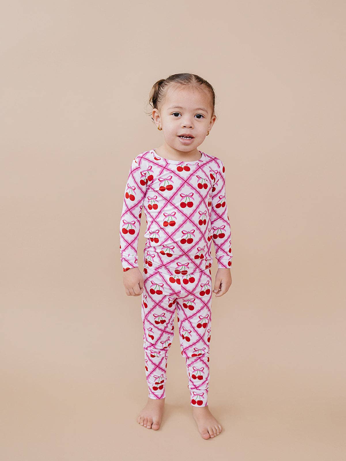 Lucky Panda Kids Bamboo PJs - Cherry Bow