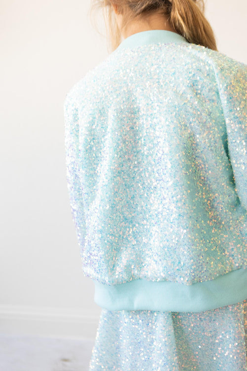 Mila & Rose Sequin Jacket - Aqua