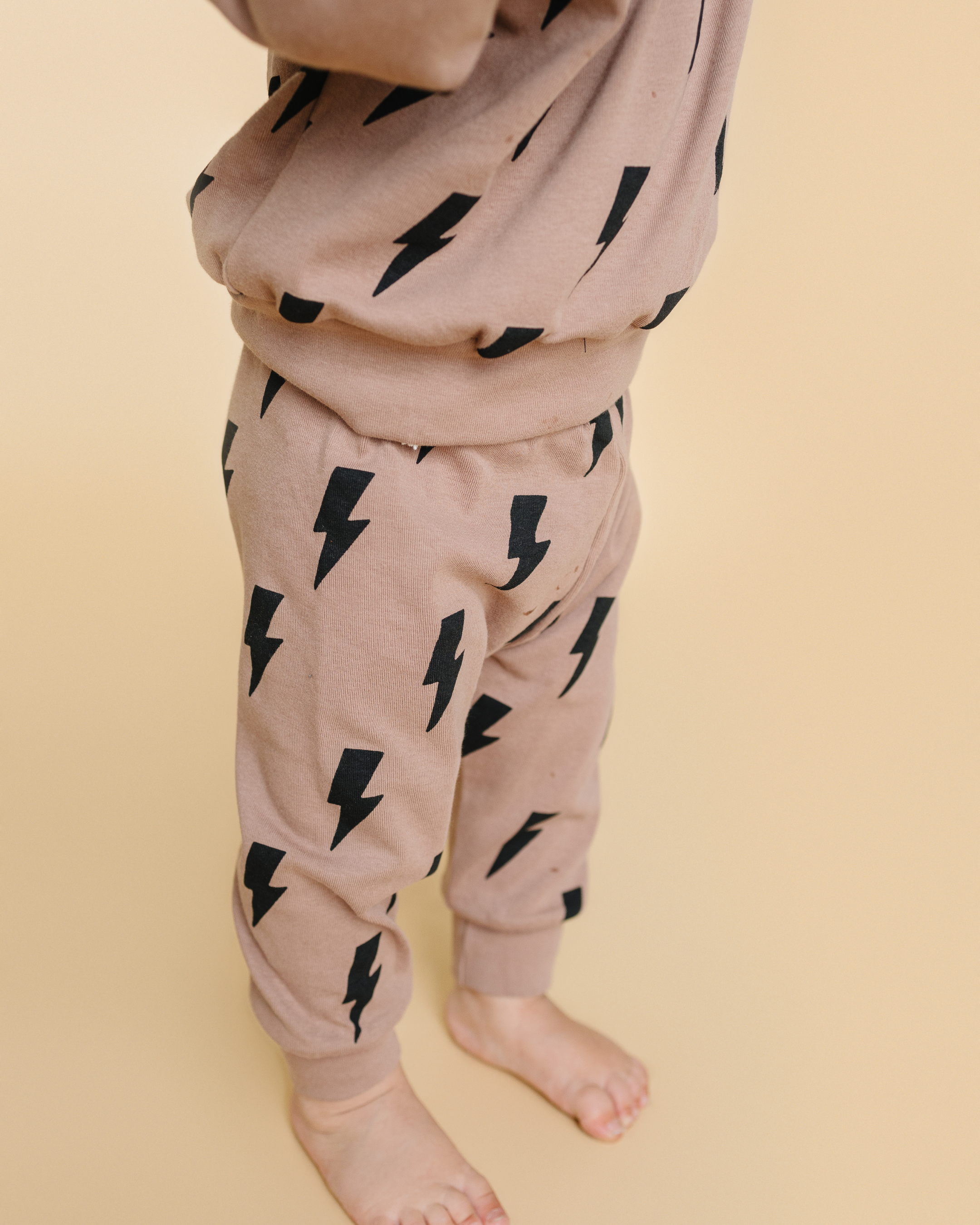 Lucky Panda Kids Jogger Set - Mocha Bolts