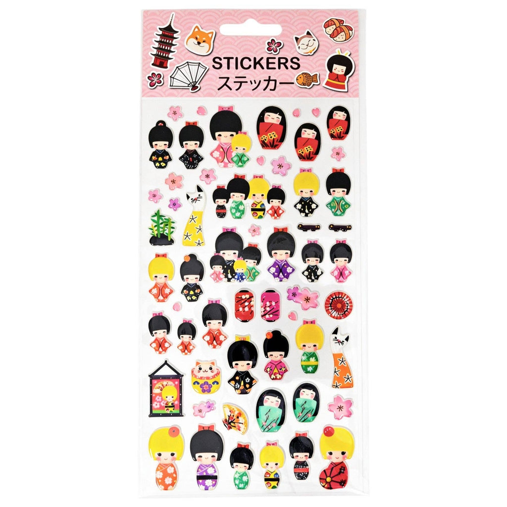 Urban Tokyo Puffy Stickers - Kokeshi Dolls