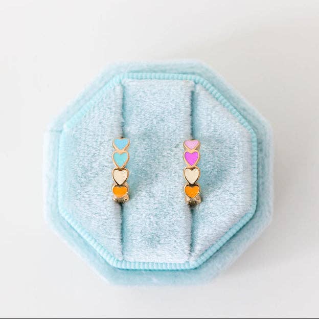 Desert Peach - Heart Chunky Huggie Hoops