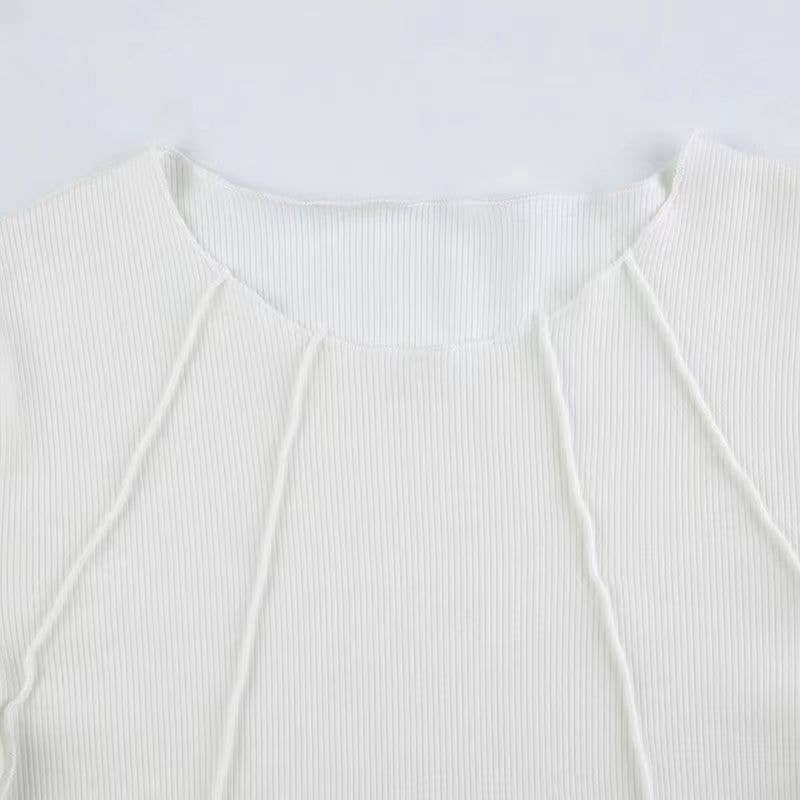 Women's Slim Ribbed Long Sleeve Top - Navy