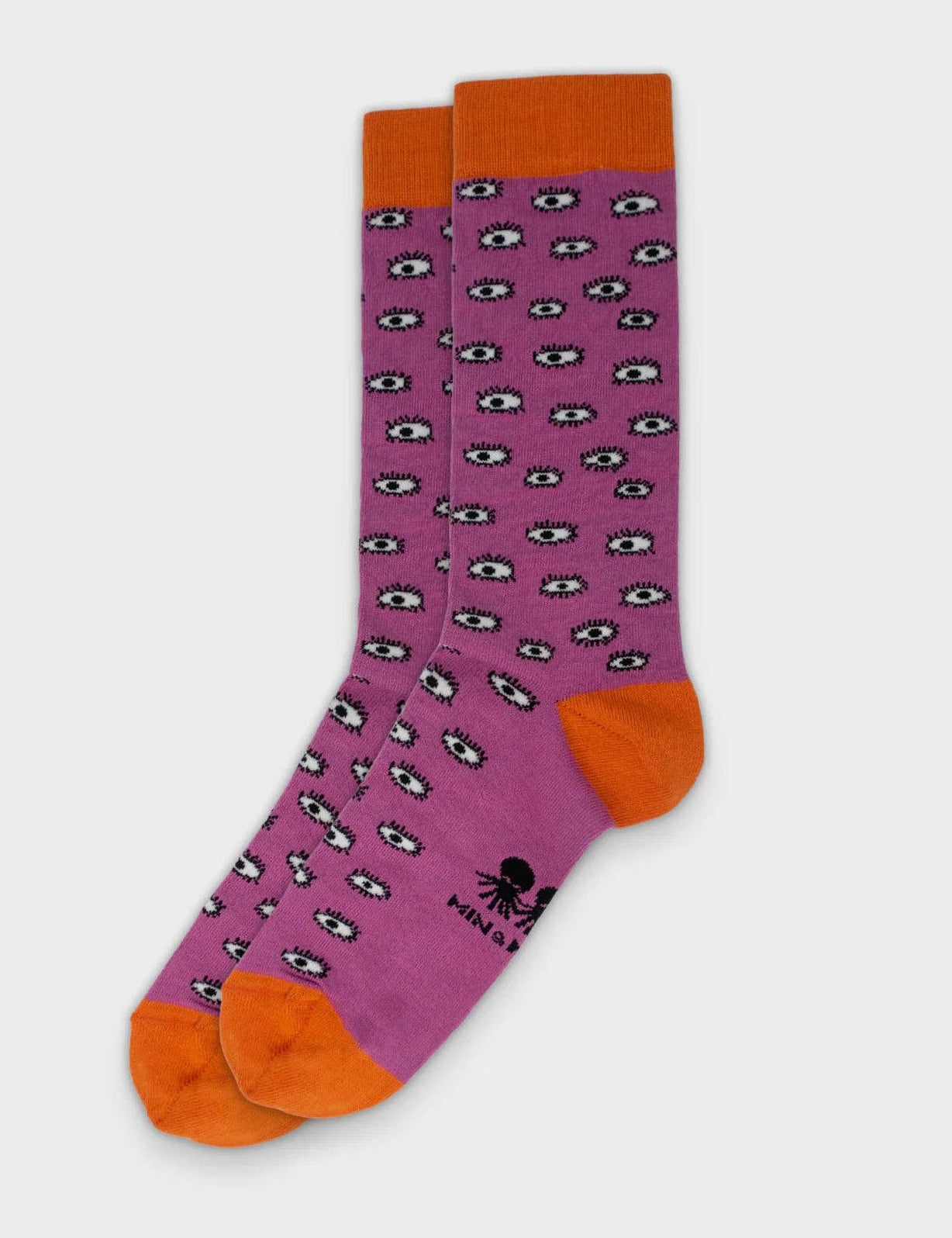 Min & Mon - Fuchsia and Orange Socks - All Over Eyes