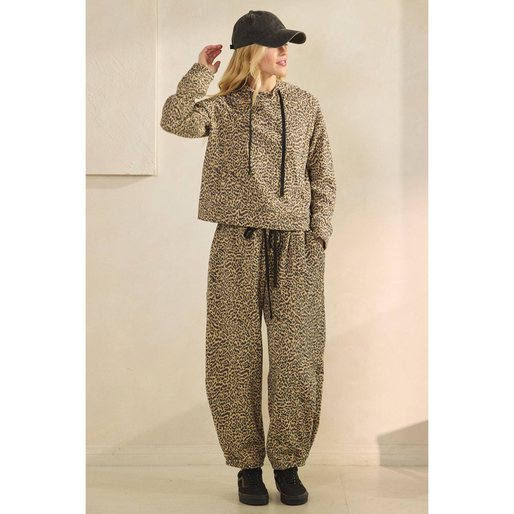 Veveret French Terry Hoodie & Pants Set - Leopard