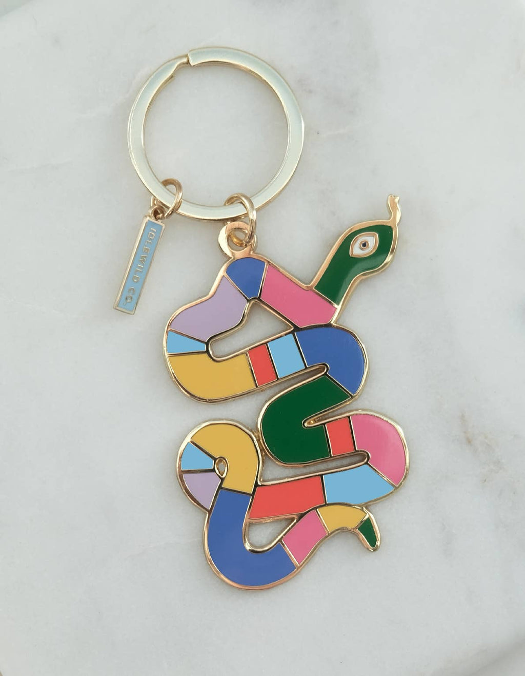 Idlewild Co. Enamel Keychain - Rainbow Snake