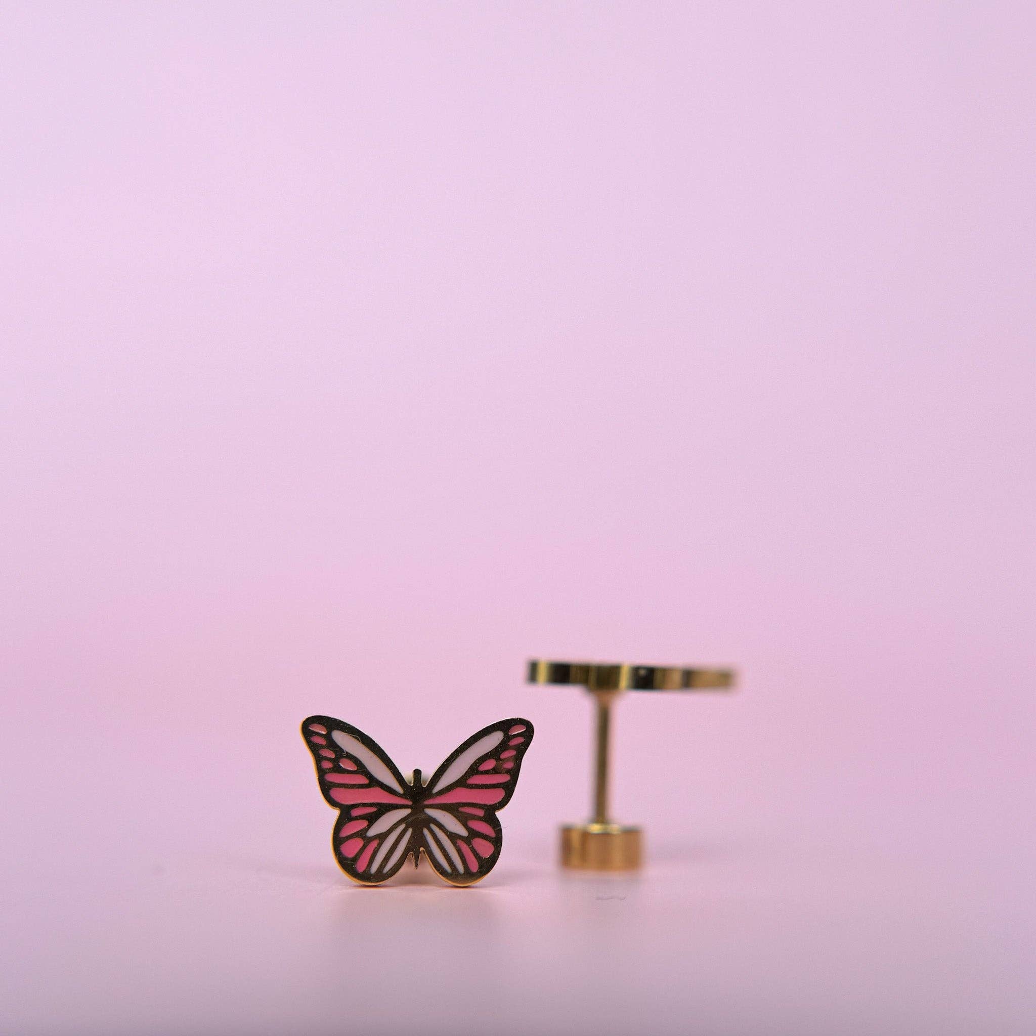 Desert Peach - Butterfly Stud Earrings