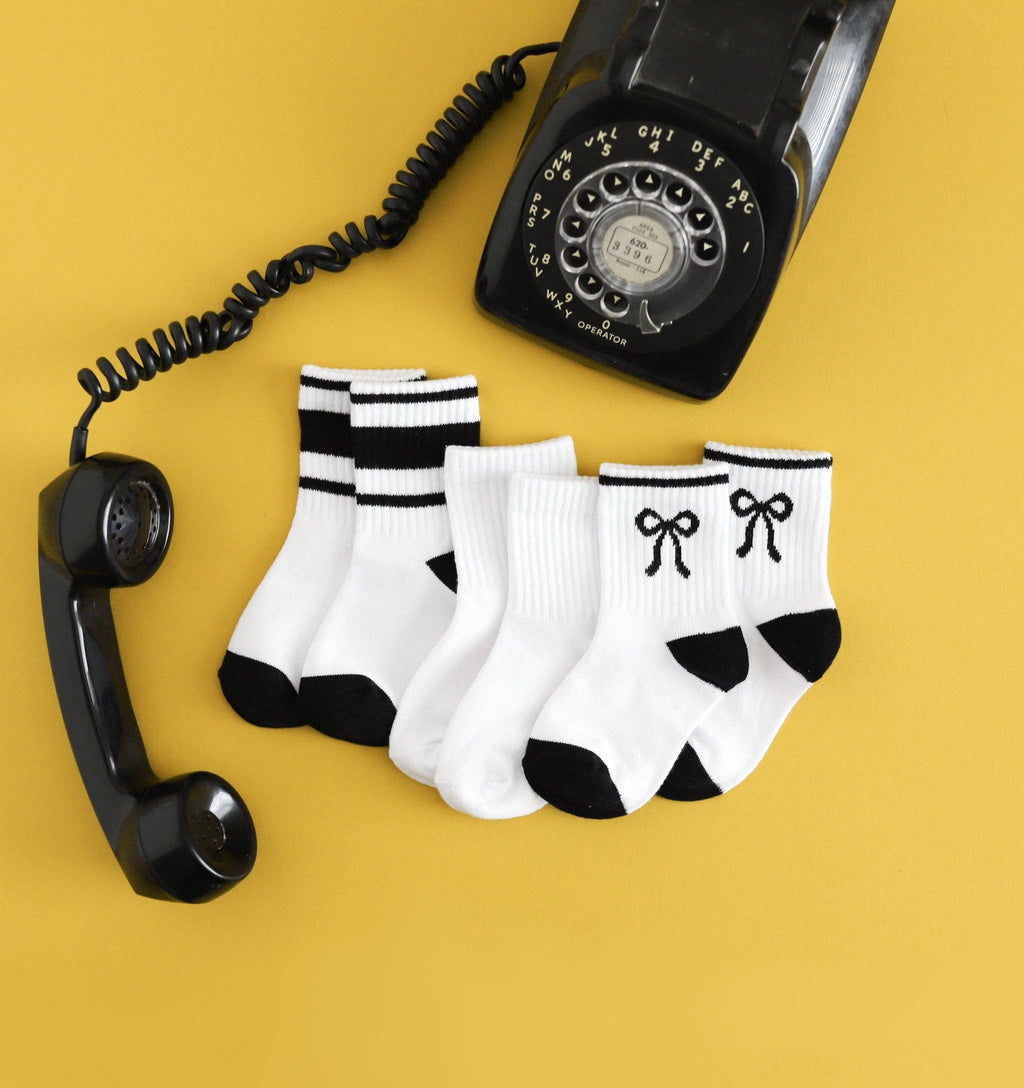 Little Stocking Co. - Crew Socks 3-Pack - White/Black
