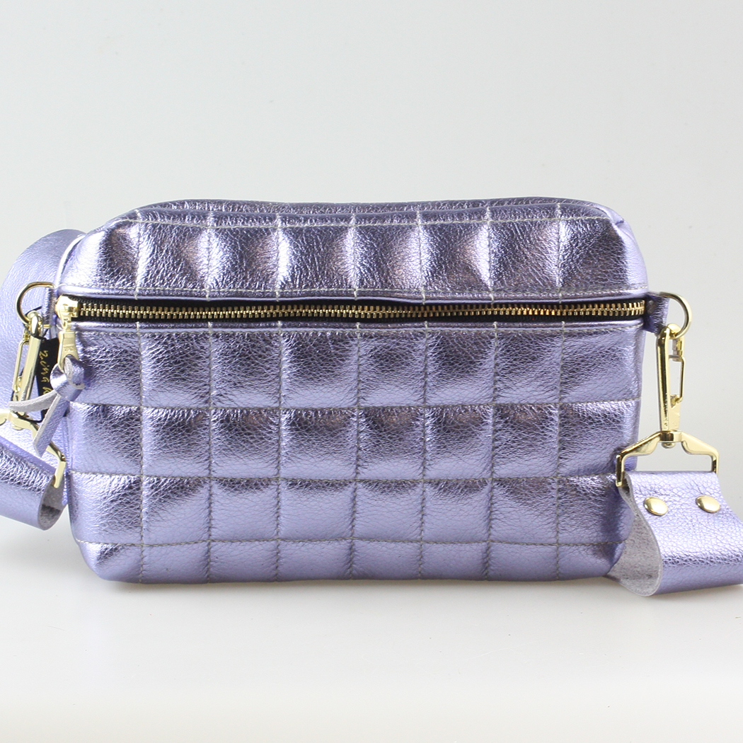 Zina Kao - The Metallic QUILTED  Boulder Hipbag - Hyacinth / Matching Leather Strap