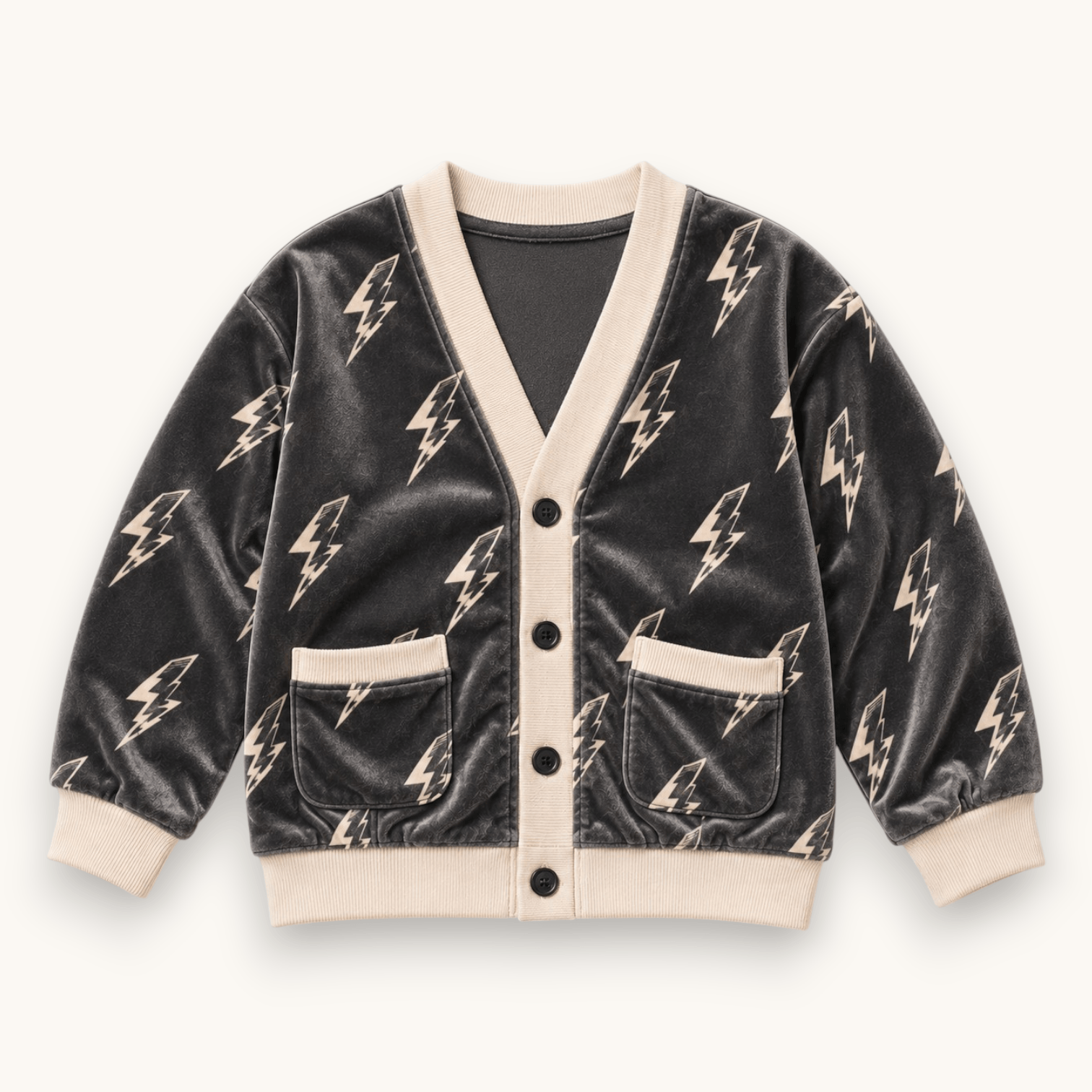 Best Day Ever Kids - Thunderbolt Retro Velvet Cardigan