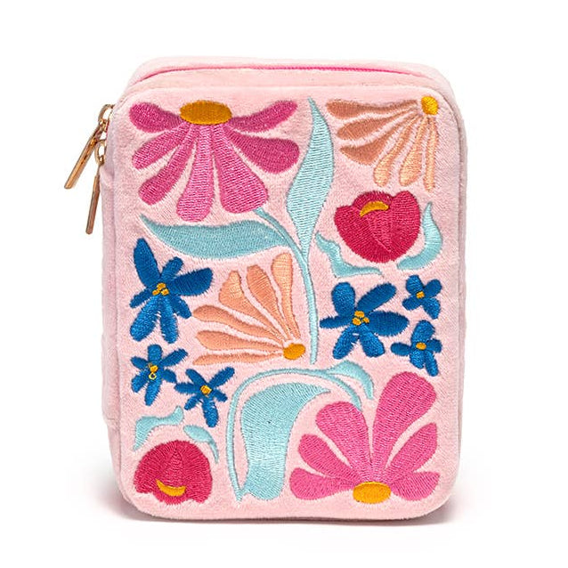 Living Royal Velvet Jewelry Zip Case - Pink Florals