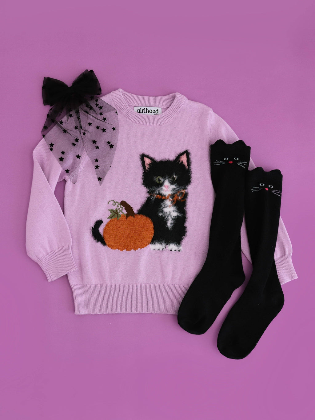 Little Stocking Co. Knee High Socks - Black Cat