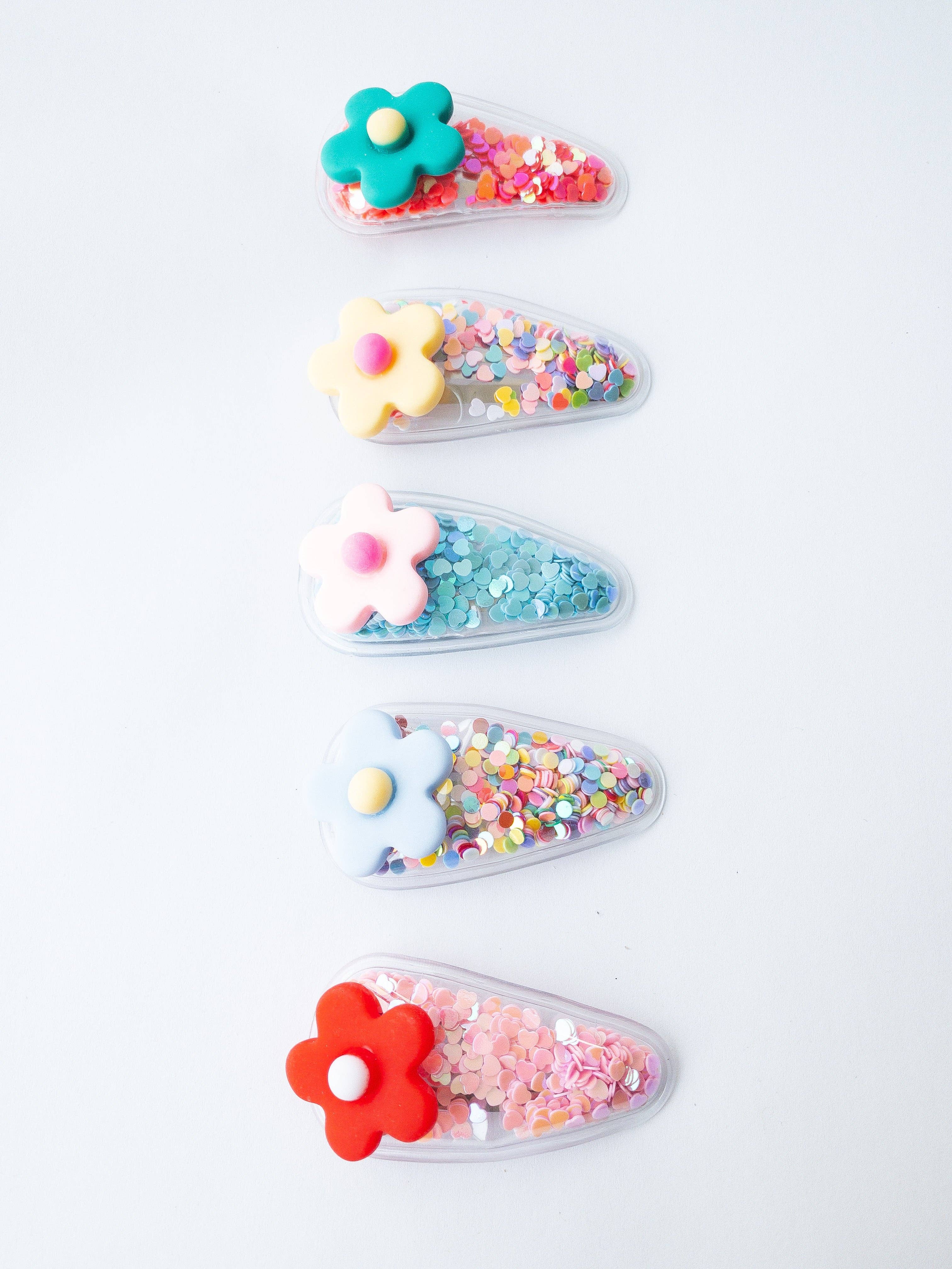 Eggy Cakes - Flower Confetti Shaker Hair Clips