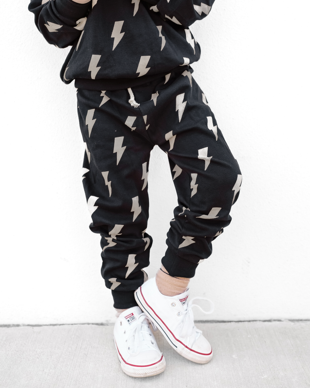 Lucky Panda Kids Jogger Set - Black Bolts