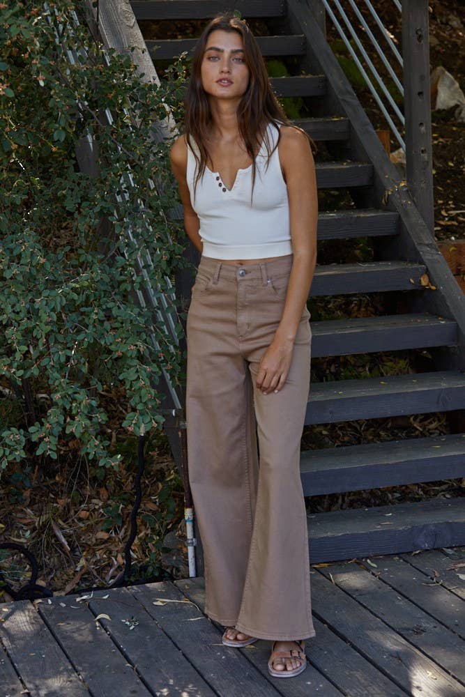 Women's Henley Ribbed Modal Tank - Cream