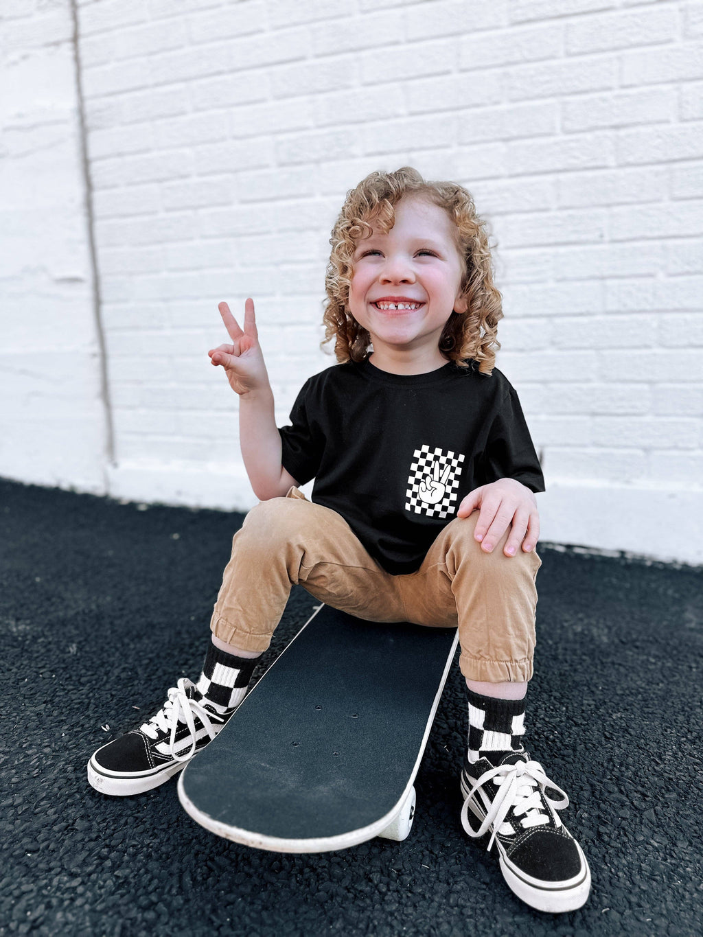 Kickin it up Socks - Black + White Checker