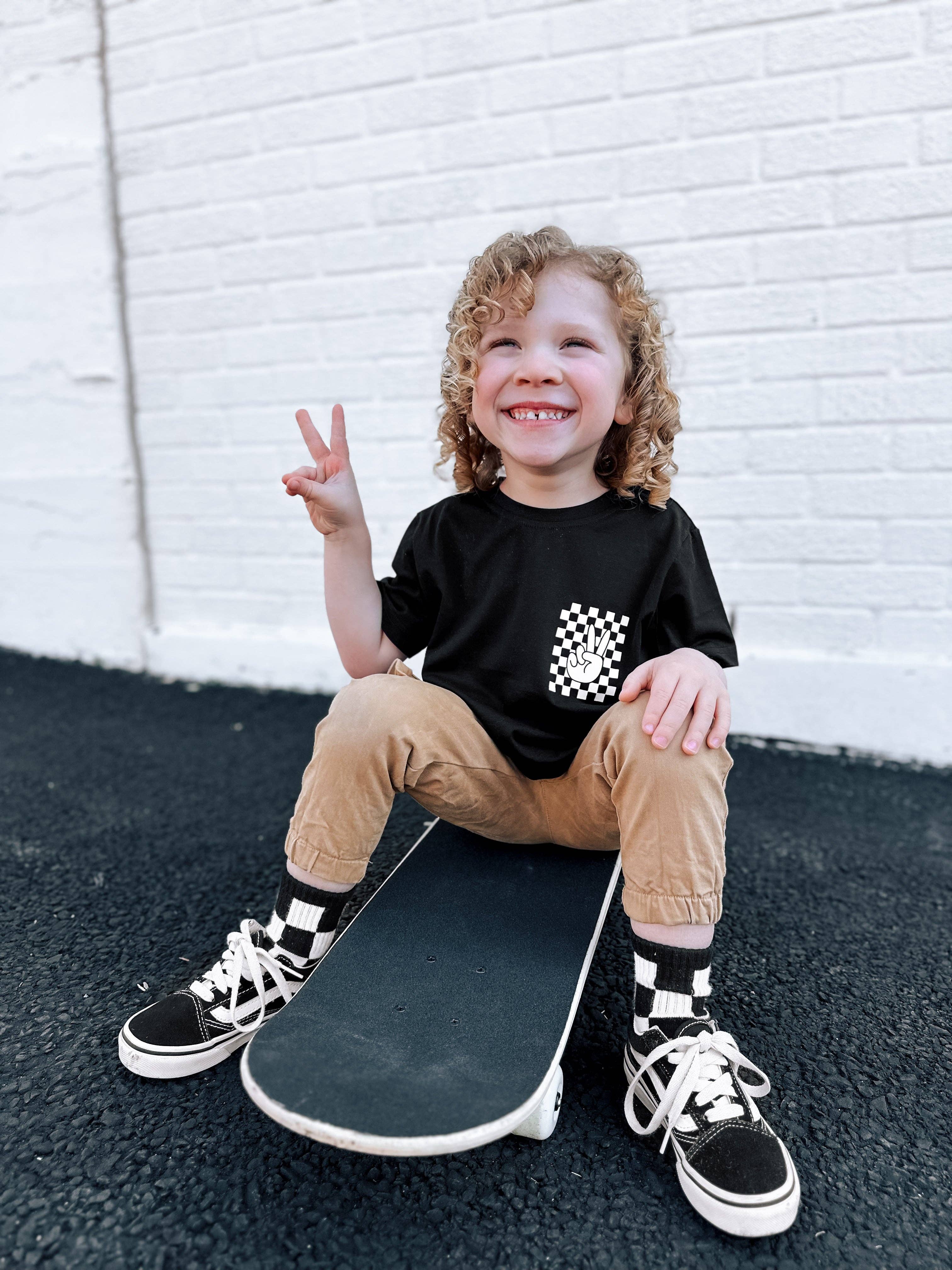 Kickin it up Socks - Black + White Checker
