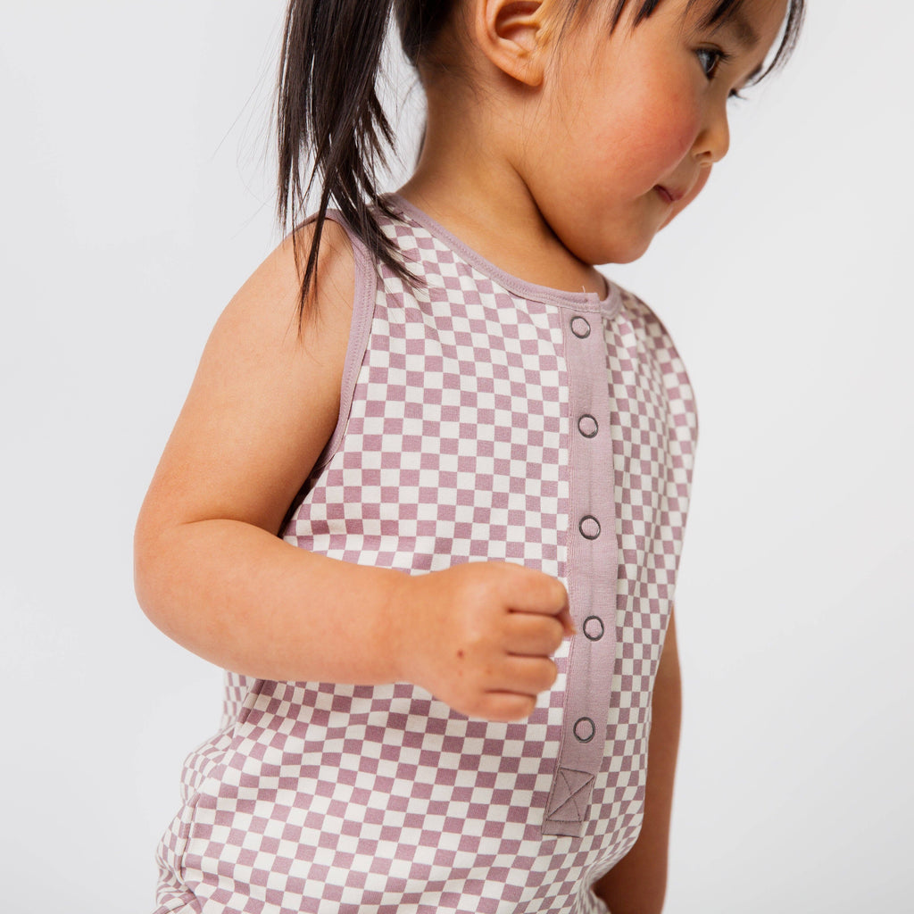 RAGS Romper - Lilac Mini Check