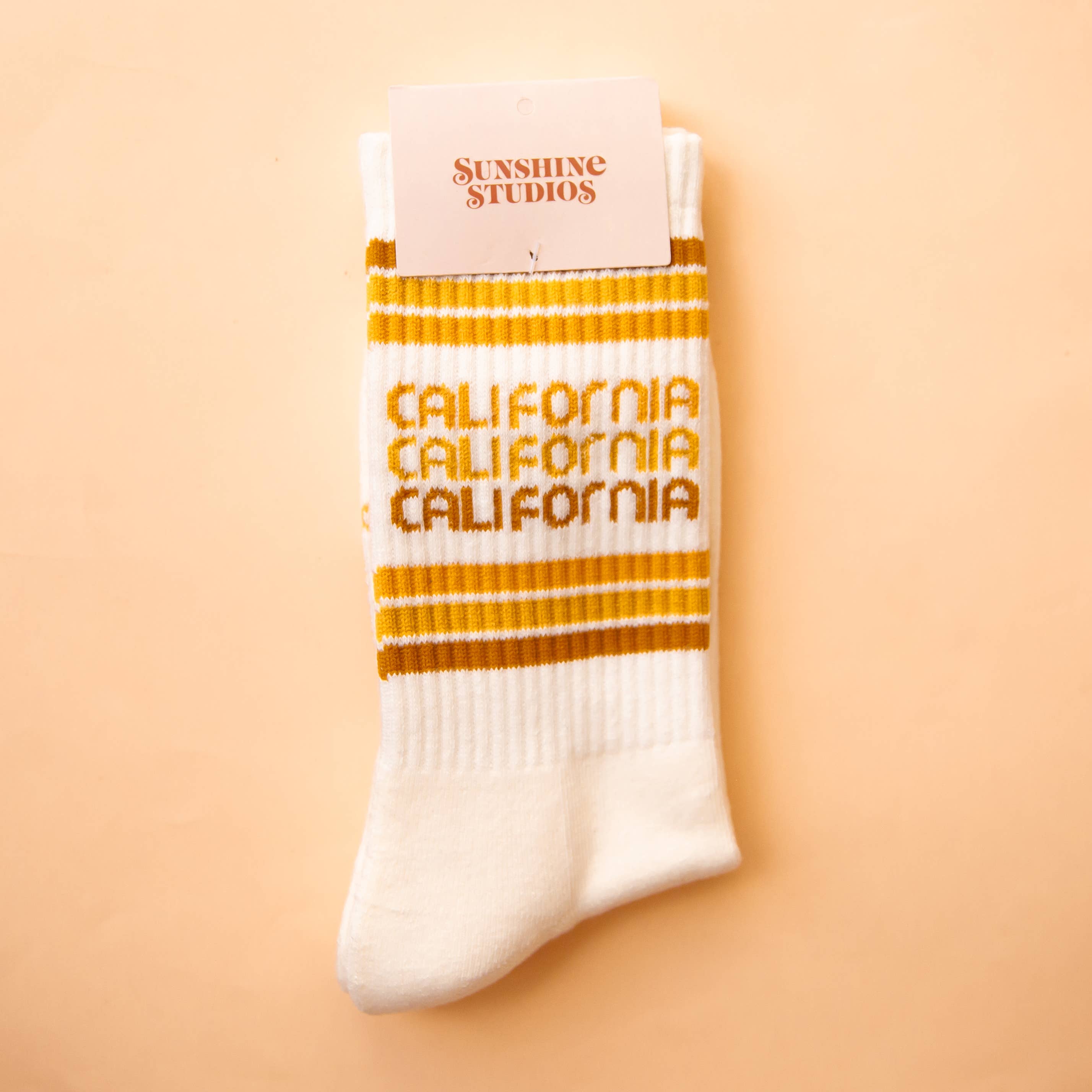 Sunshine Studios Ribbed Crew Socks - California Striped