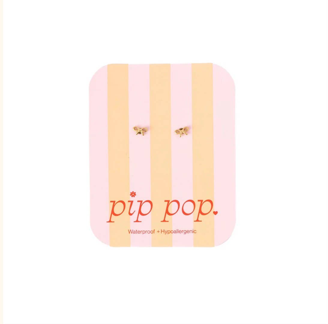 Pip Pop Post - Mini Bow Stud Earring - Silver