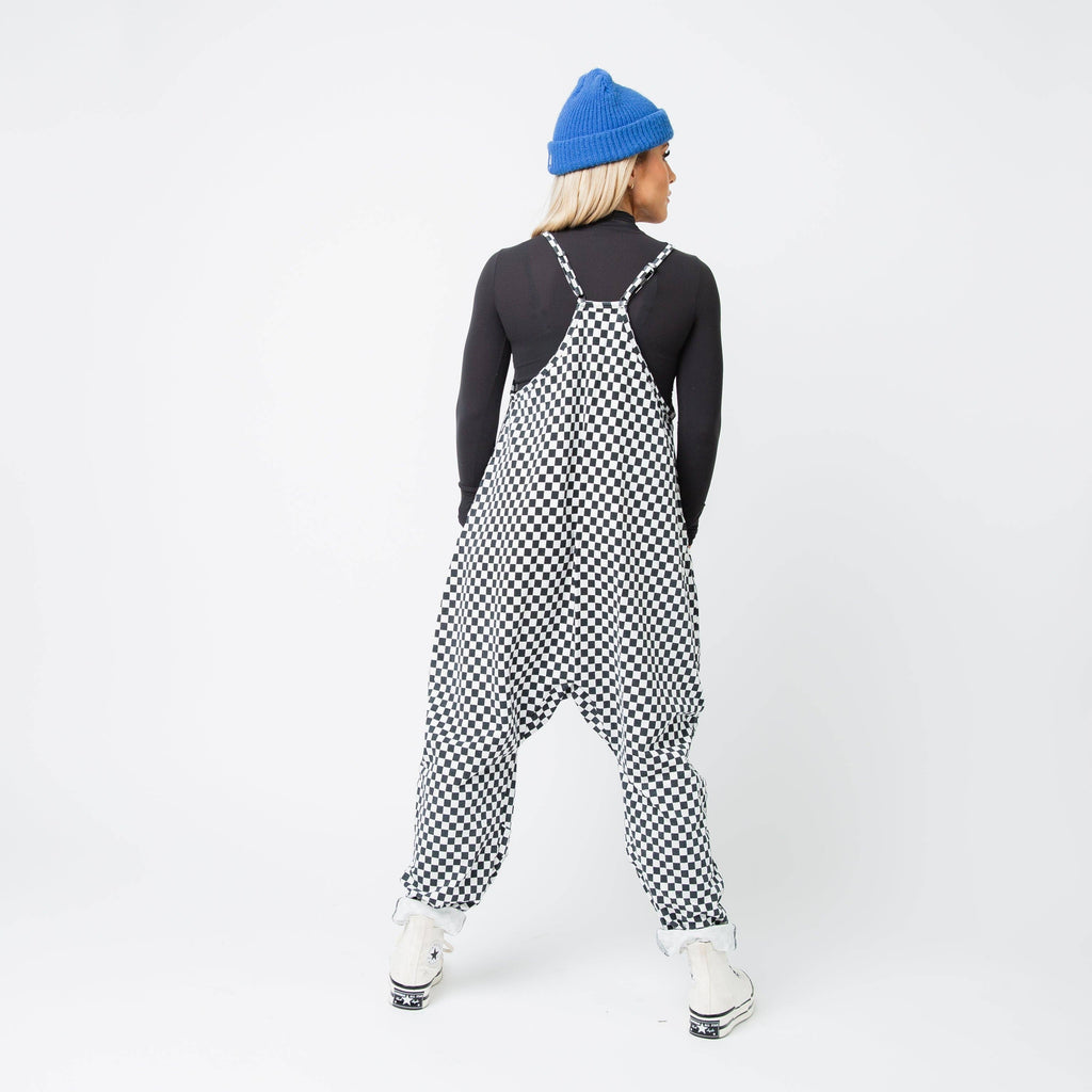 RAGS - Women's Tank Romper - Black & White Mini Check