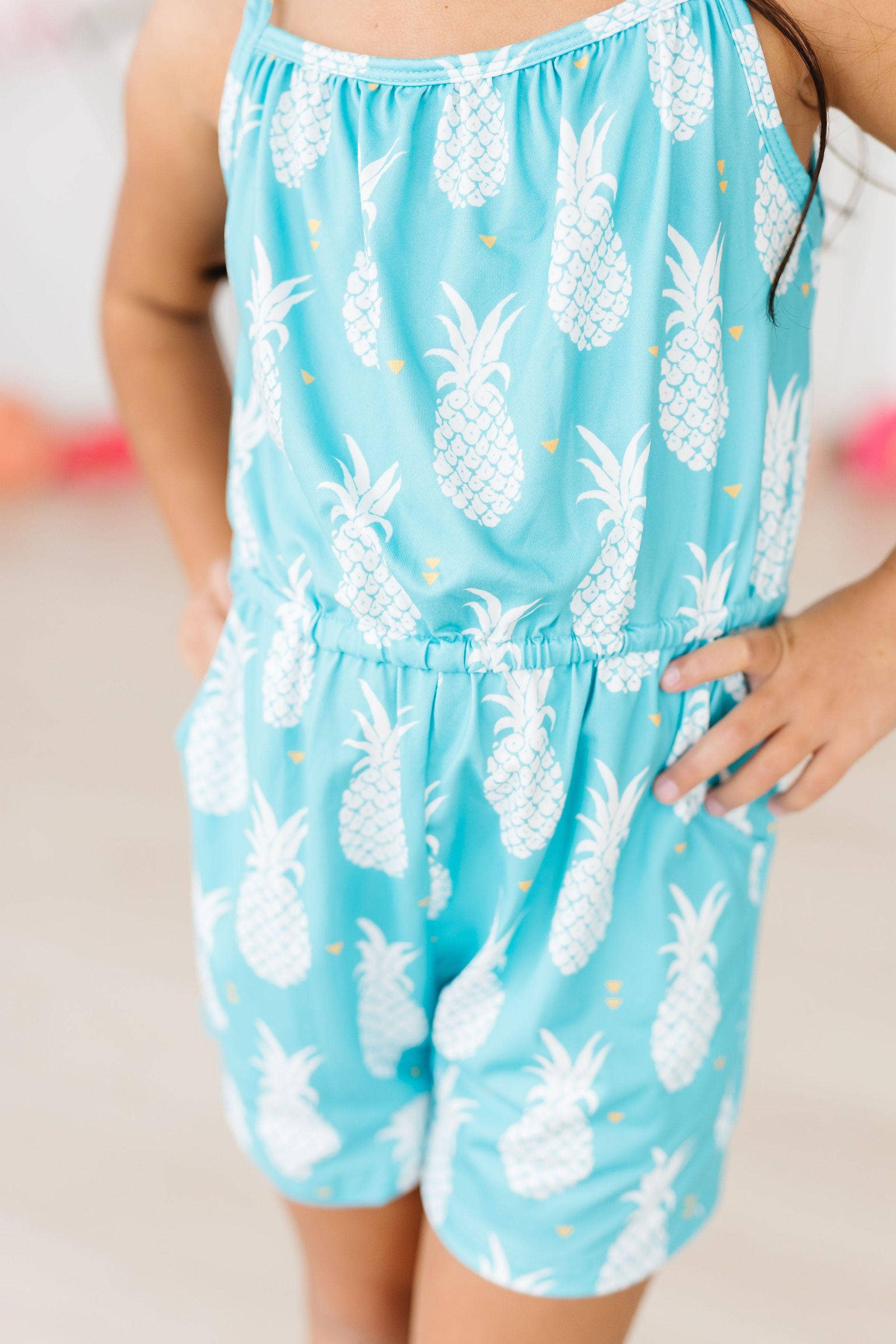 Mila & Rose Strappy Play Romper - Pineapple Party