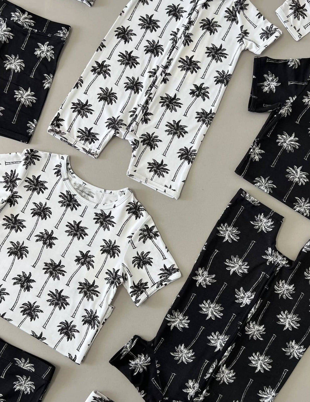 Lucky Panda Kids Bamboo Shorts PJs - Palm Style White