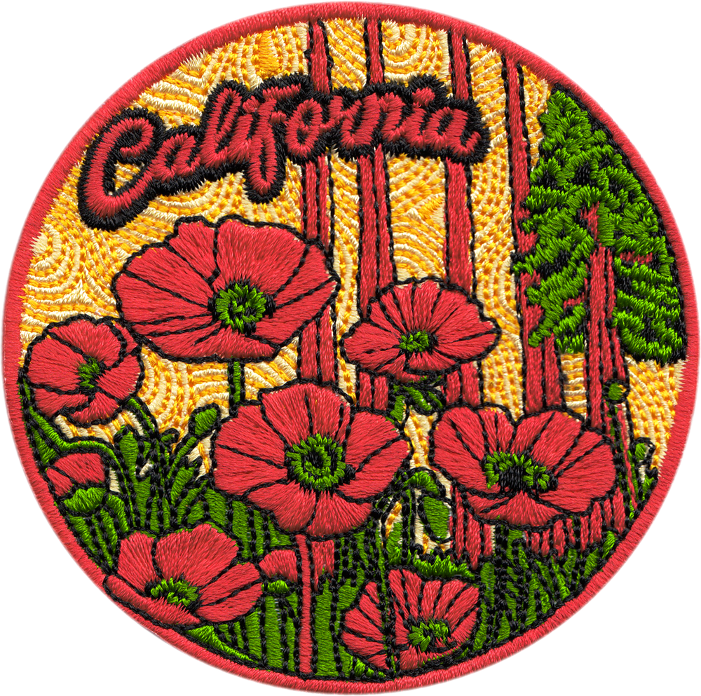 Square Deal Patch - California Red Poppies And Trees