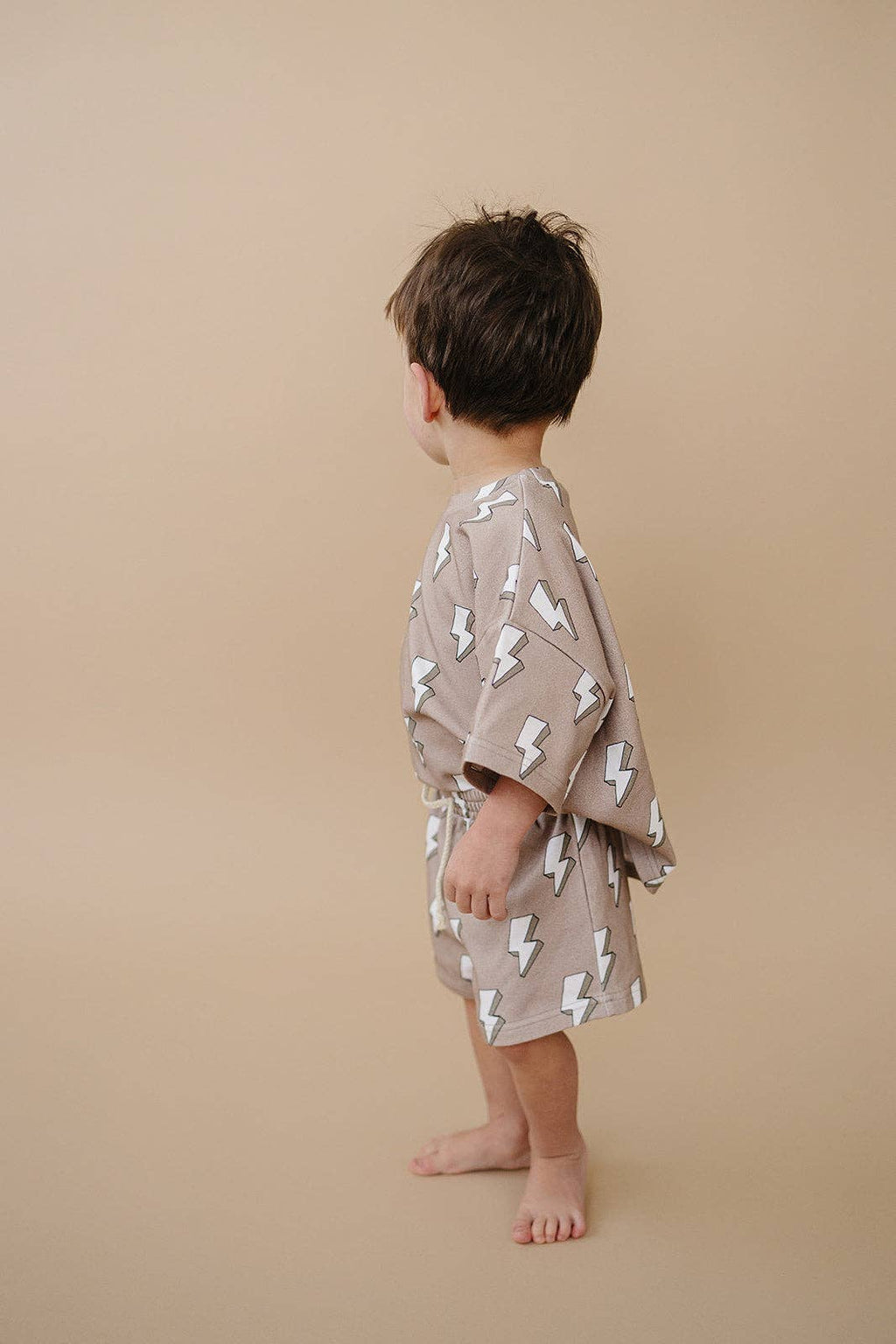 Lucky Panda Kids Shorts Set - Electric Beige