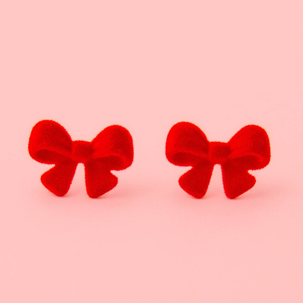 Sunshine Studios - Flocked Bow Earring (Red)