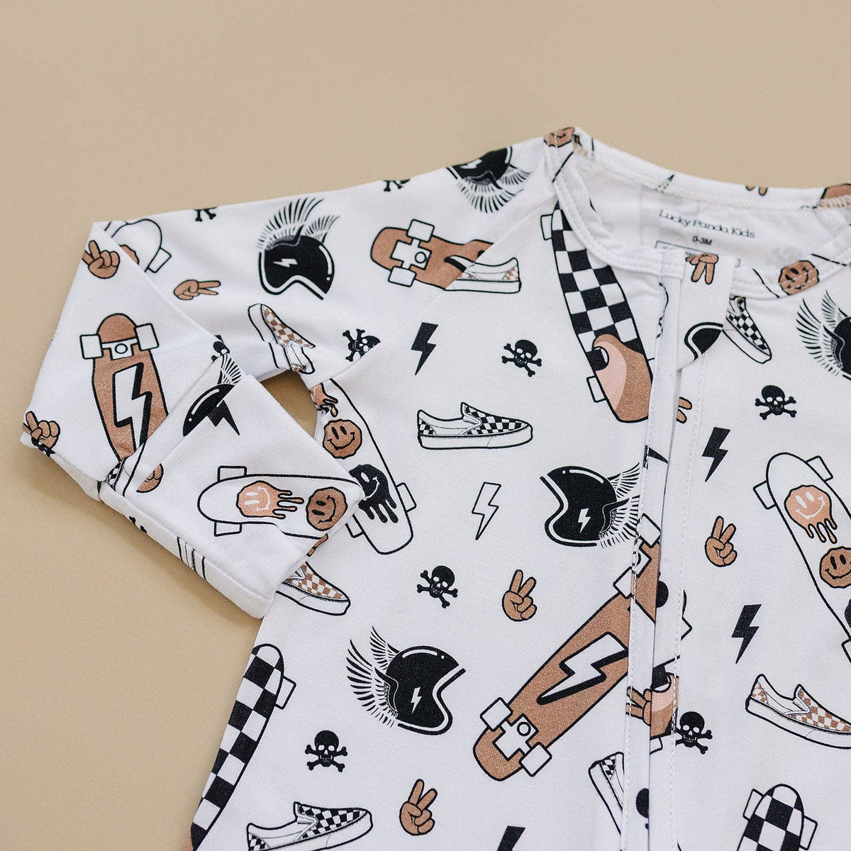 Lucky Panda Kids Bamboo Zip Romper - Sk8er