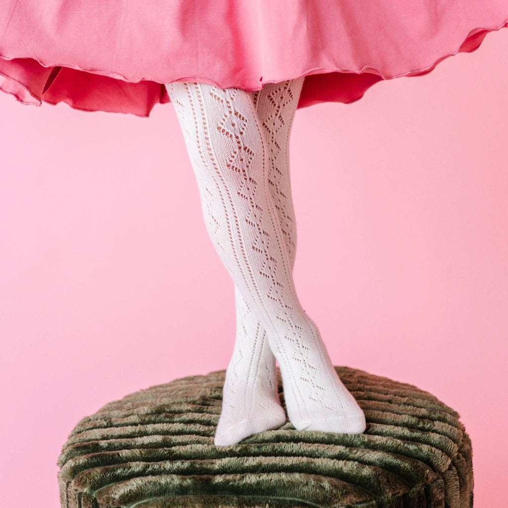 Little Stocking Co. Fancy Knit Tights - Ivory