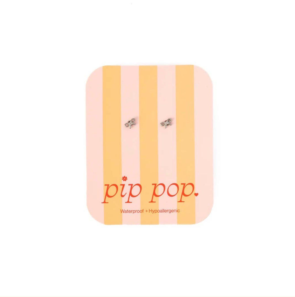 Pip Pop Post - Mini Bow Stud Earring - Silver