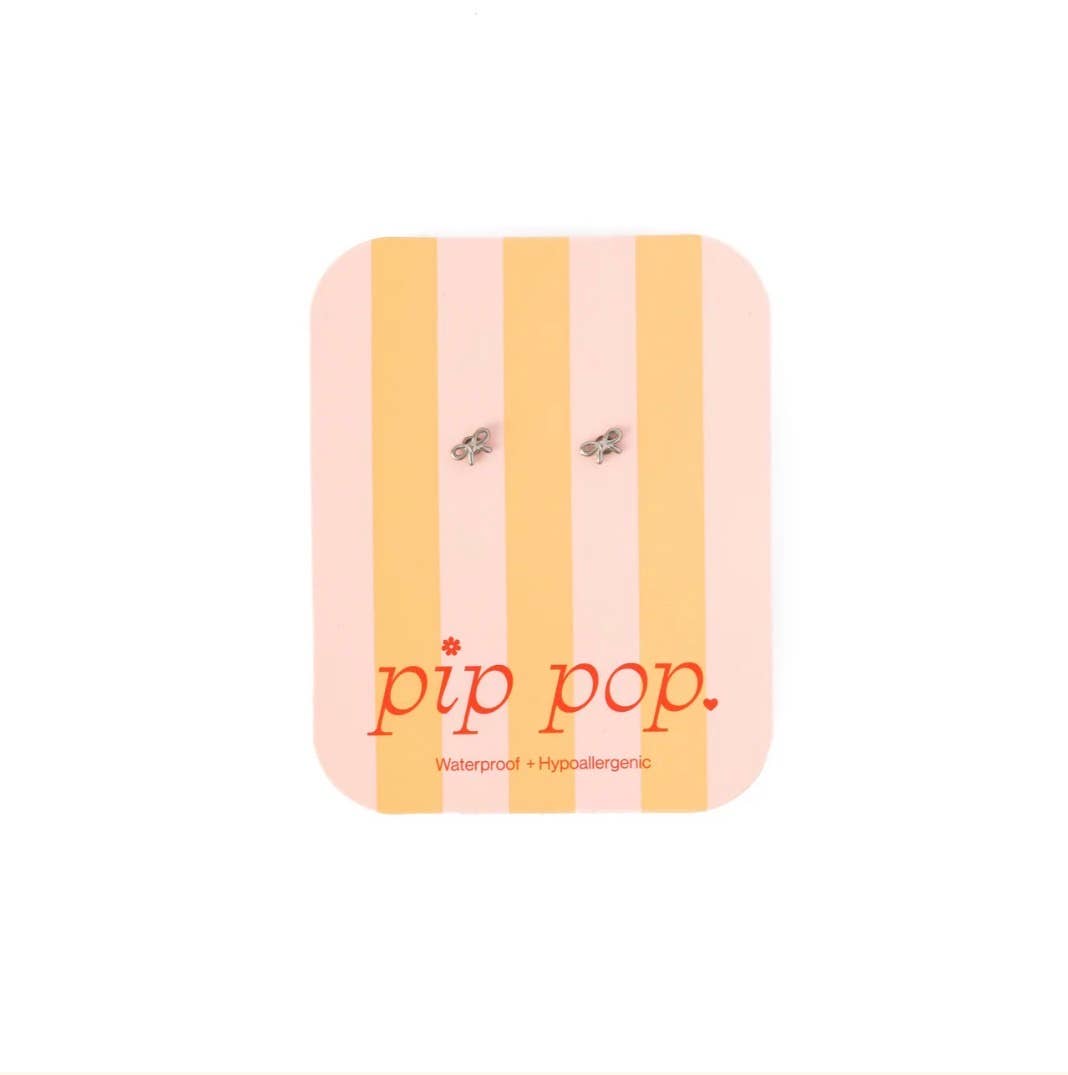Pip Pop Post - Mini Bow Stud Earring - Silver